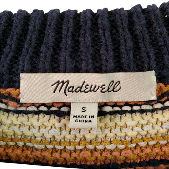 Madewell Sweater Womens Small Arden V-Neck Crop Pullover Striped Multicolor - Picture 5 of 11